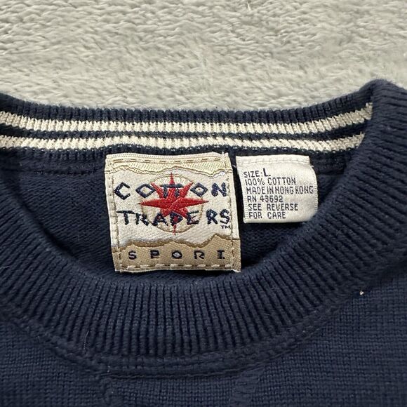 VTG Cotton Traders Sport Sweater‎ Pullover Men Large Navy Blue Colorblock READ - Picture 2 of 7